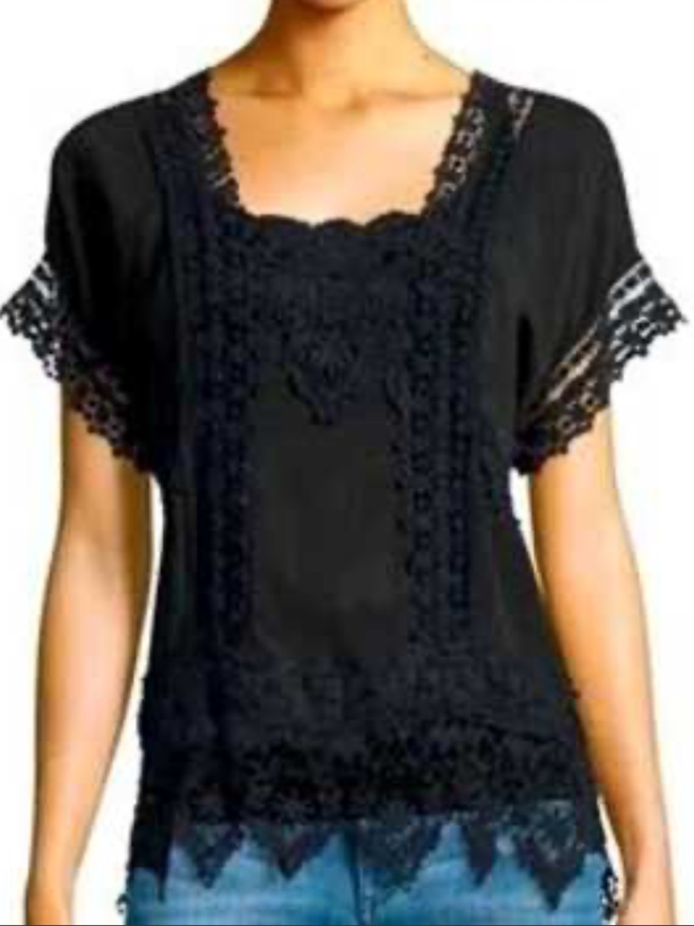 Johnny Was Renee Lacey Insert Georgette
Top, BLACK Size M. EUC